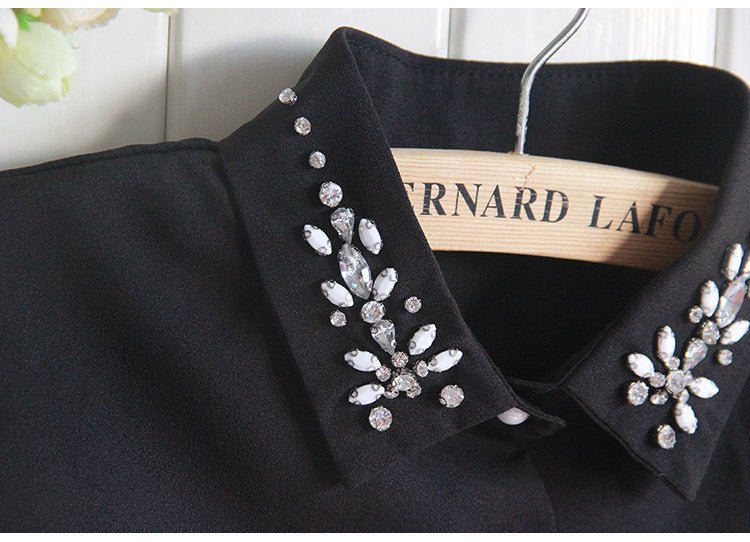 Women’s Detachable Rhinestone Collar – Elegant Fake Shirt Collar for Sweaters,