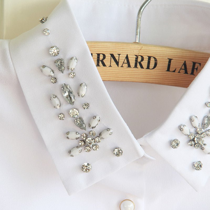 Women’s Detachable Rhinestone Collar – Elegant Fake Shirt Collar for Sweaters,